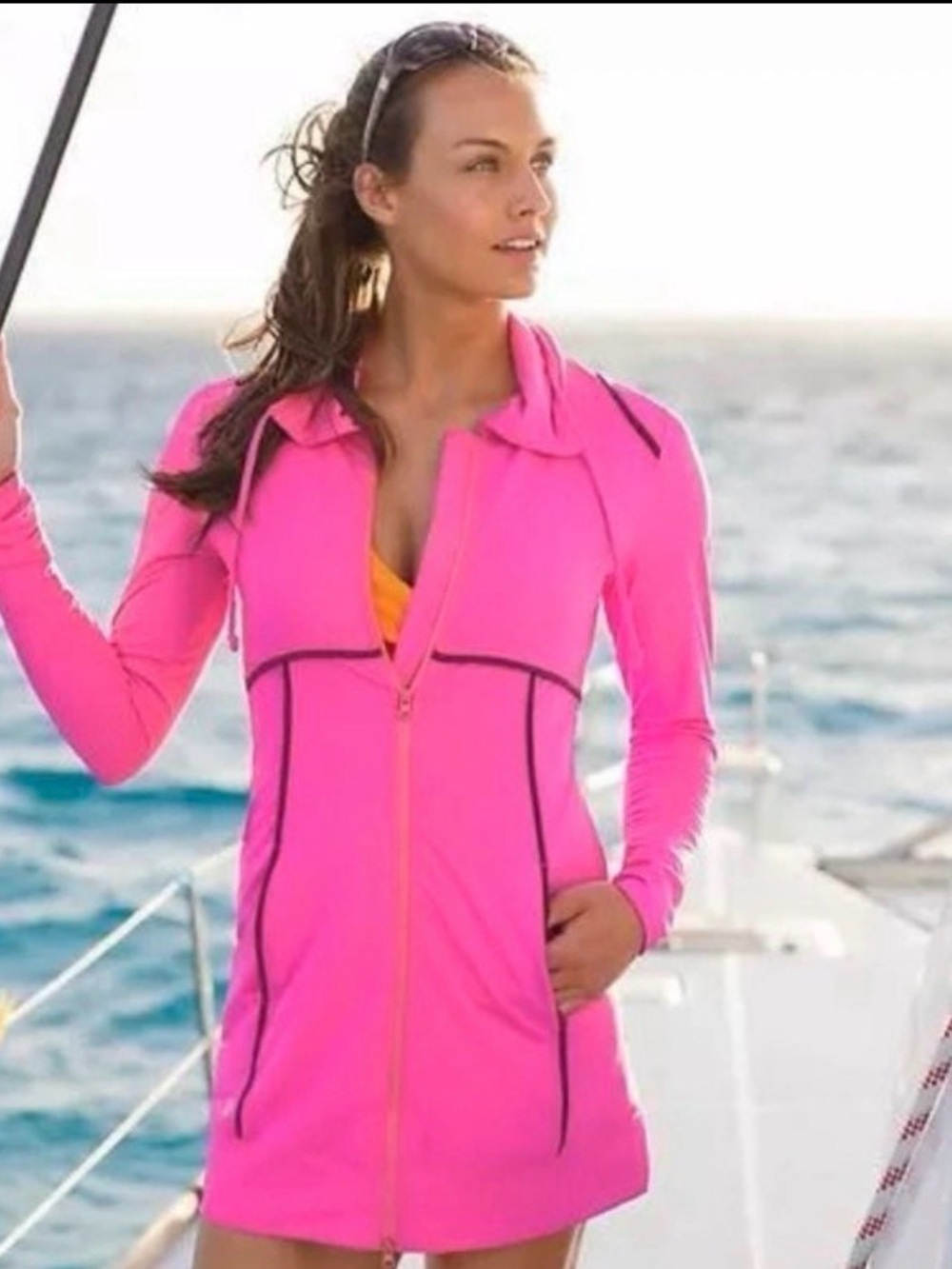 Athleta Bright Pink Lightweight Zip Jacket